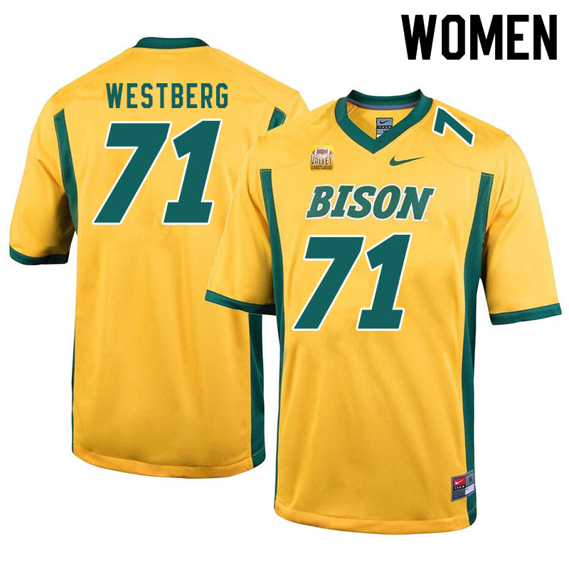 Women #71 Brandon Westberg North Dakota State Bison College Football Jerseys Sale-Yellow